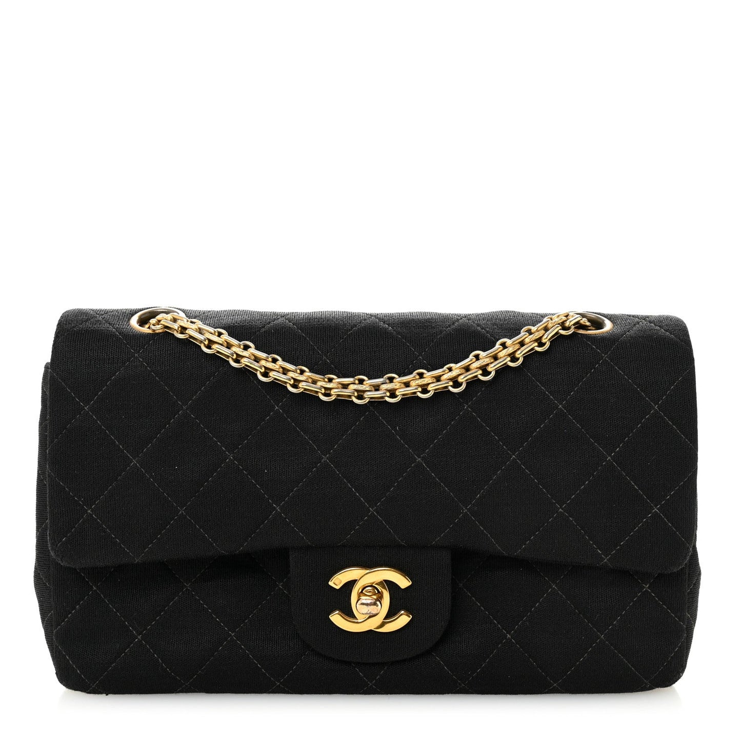 Jersey Quilted Small Double Flap Black