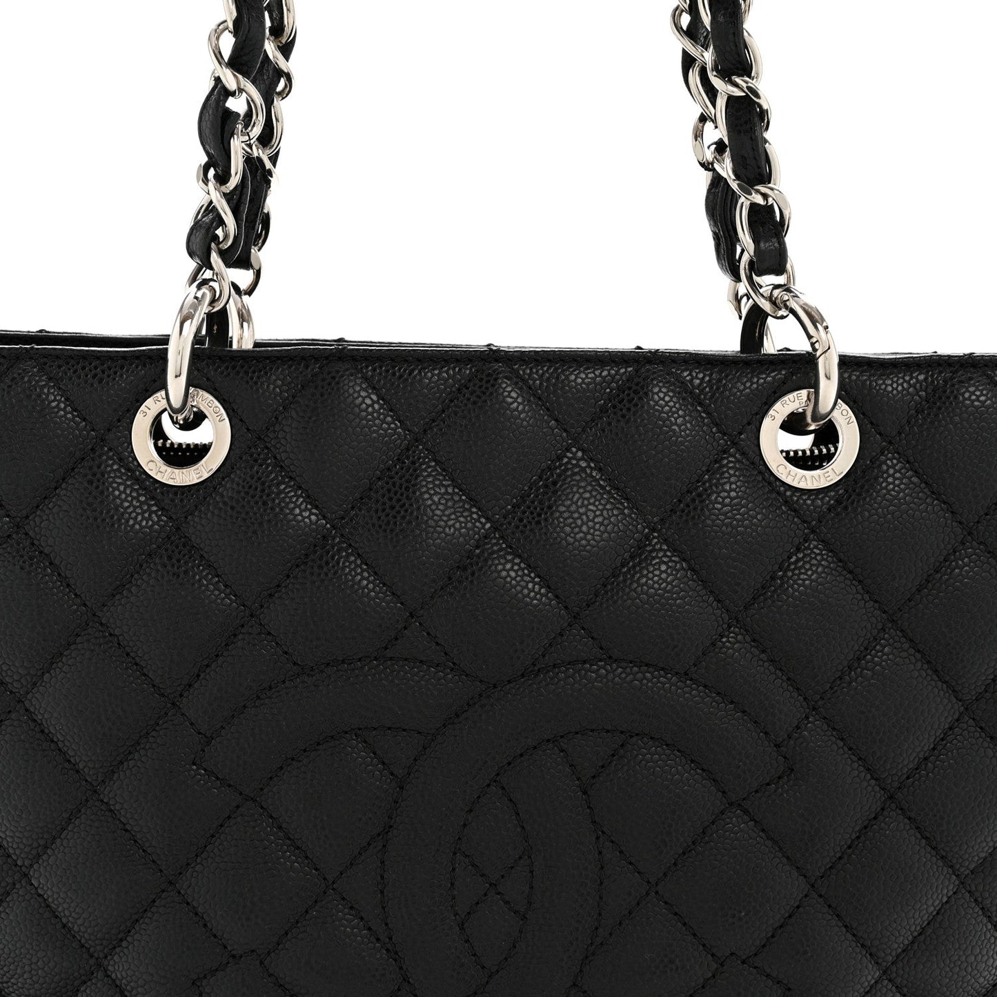 Caviar Quilted Grand Shopping Tote GST Black
