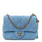 Denim Quilted Sweetheart Mini Flap Blue