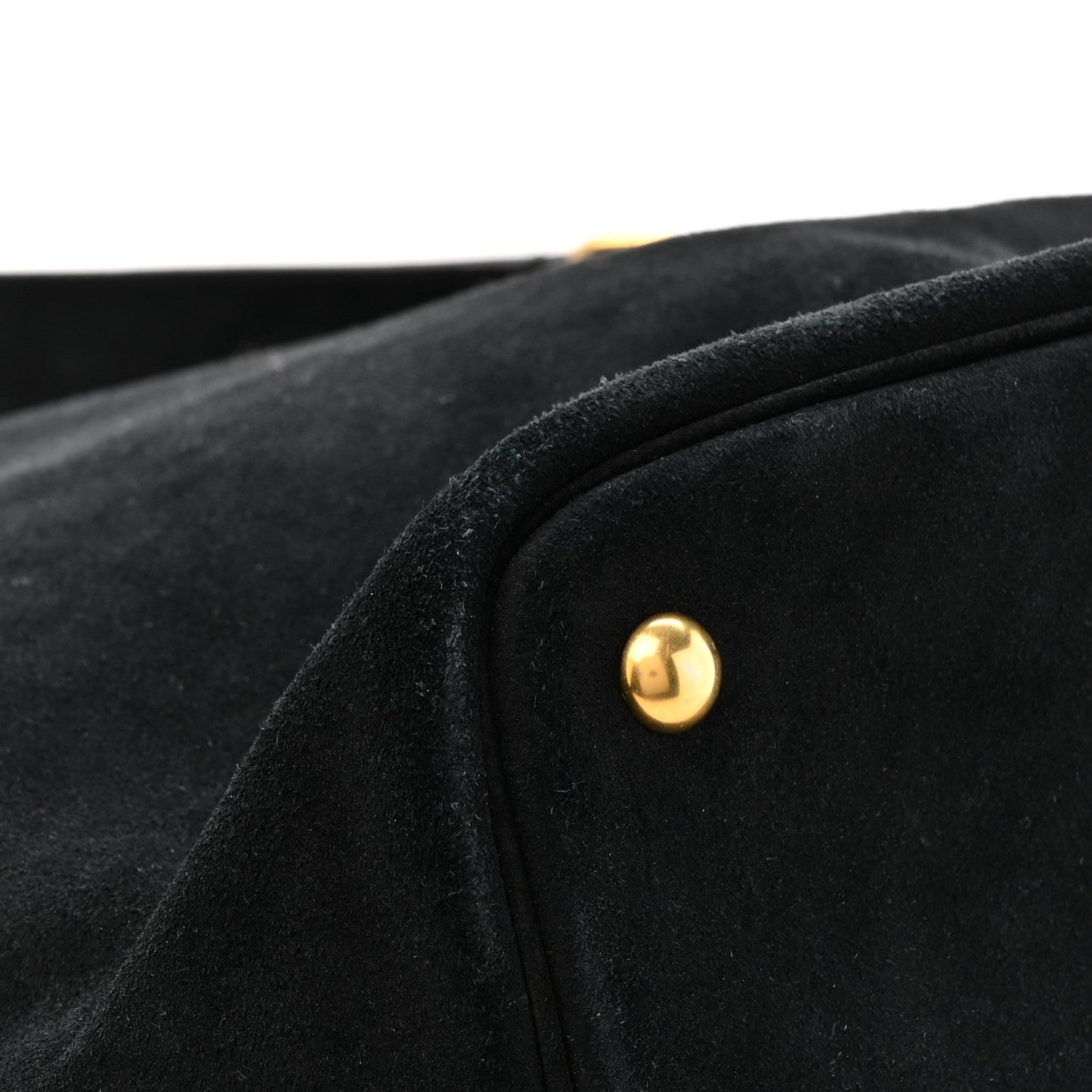 Suede Studded Bucket Bag Black