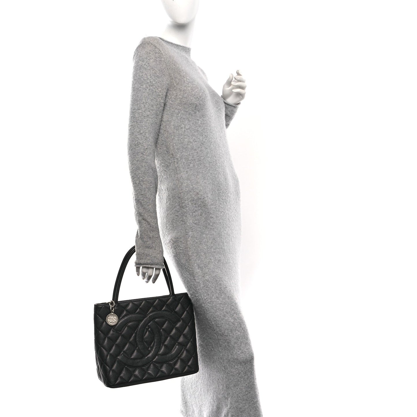 Caviar Quilted Medallion Tote Black