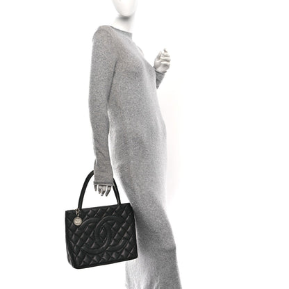 Caviar Quilted Medallion Tote Black