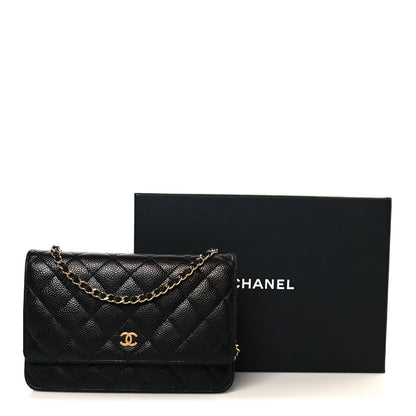 Caviar Quilted Wallet On Chain WOC Black