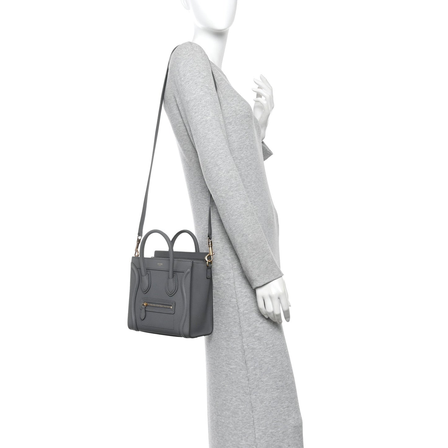 Baby Drummed Calfskin Nano Luggage Kohl