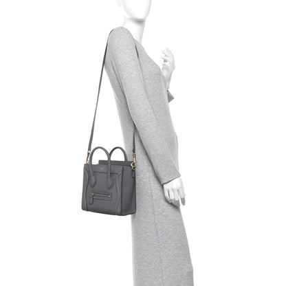Baby Drummed Calfskin Nano Luggage Kohl
