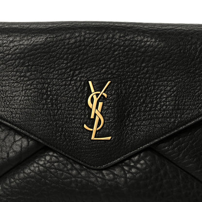 Grained Lambskin Cassandre Envelope Pouch Black