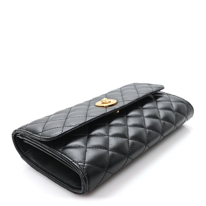 Lambskin Quilted Medusa Wallet On Chain Crossbody Black