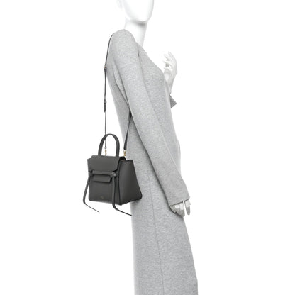 Grained Calfskin Nano Belt Bag Grey