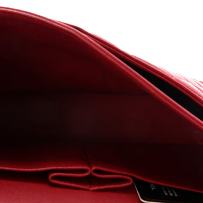 Caviar Quilted Medium Double Flap Red