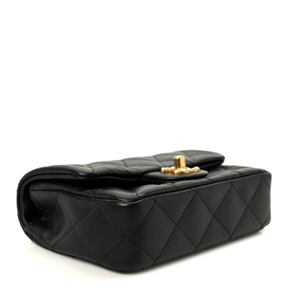 Caviar Quilted Mini Sweetheart Rectangular Flap Black