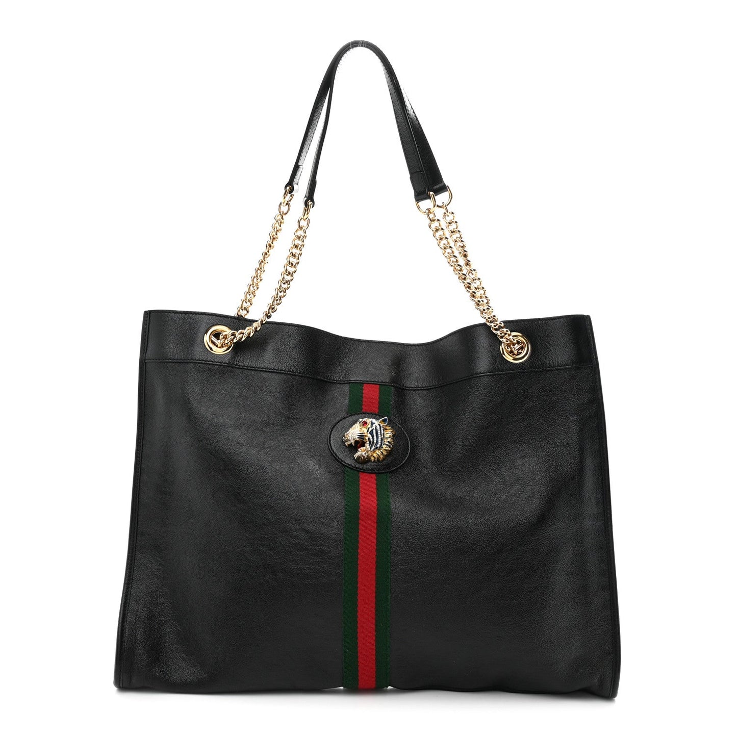 Calfskin Large Rajah Chain Tote Black