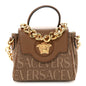Calfskin Canvas Allover La Medusa Small Top Handle Handbag Brown