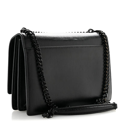 Calfskin Medium Monogram Sunset Satchel Black