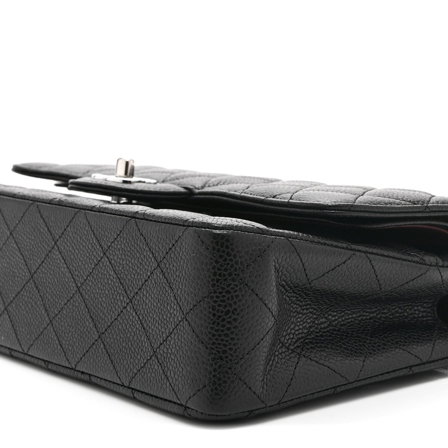 Caviar Quilted Medium Double Flap Black