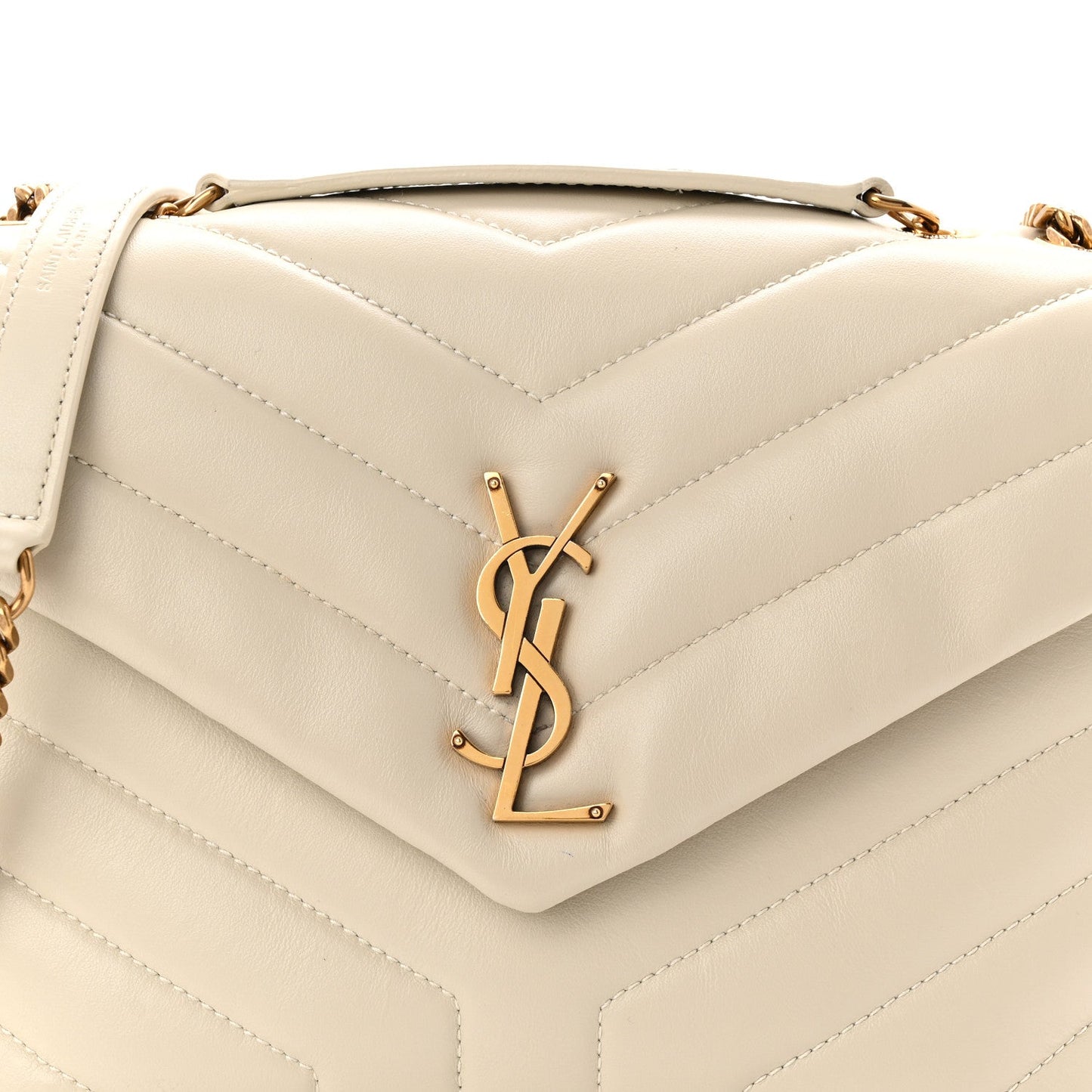 Calfskin Y Quilted Monogram Small Loulou Chain Satchel Crema Soft