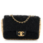 Tweed Quilted Mini Side Pearl Flap Bag Black