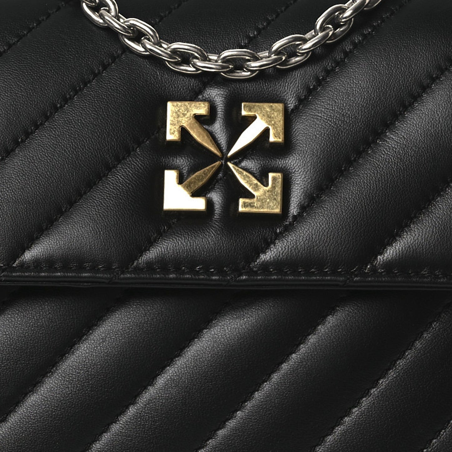 Calfskin Diagonal Quilted Jackhammer 24 Shoulder Bag Black