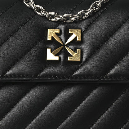 Calfskin Diagonal Quilted Jackhammer 24 Shoulder Bag Black