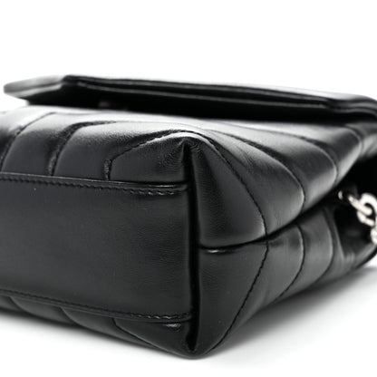 Calfskin Y Quilted Monogram Toy Loulou Crossbody Bag Black