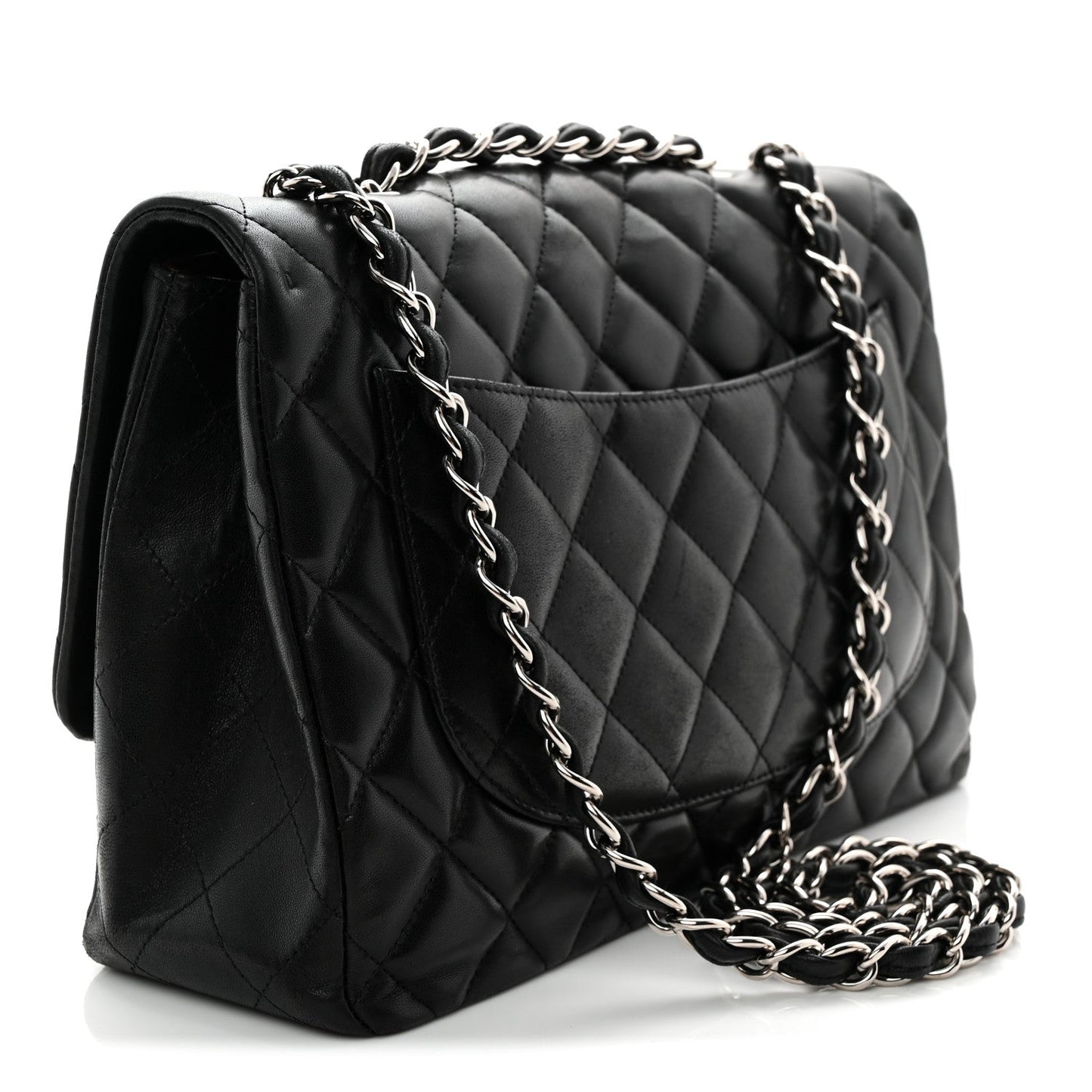 Lambskin Quilted Jumbo Single Flap Black