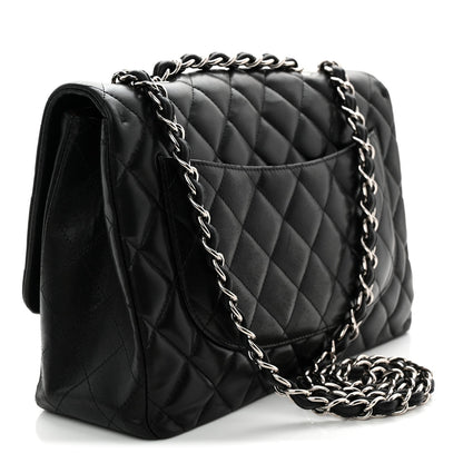 Lambskin Quilted Jumbo Single Flap Black