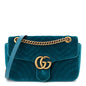 Velvet Matelasse Small GG Marmont Shoulder Bag Pavone Cyan