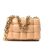 Lambskin Maxi Intreccio Padded Chain Cassette Crossbody Bag Almond