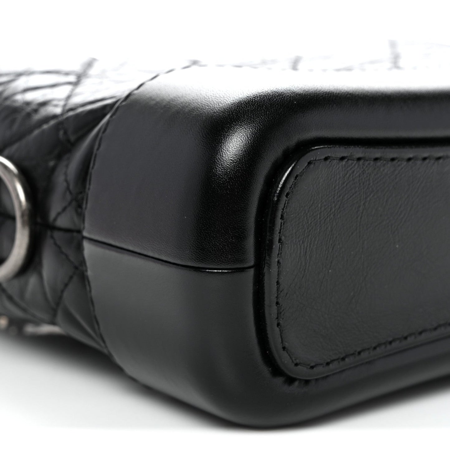 Aged Calfskin Quilted Small Gabrielle Hobo Black