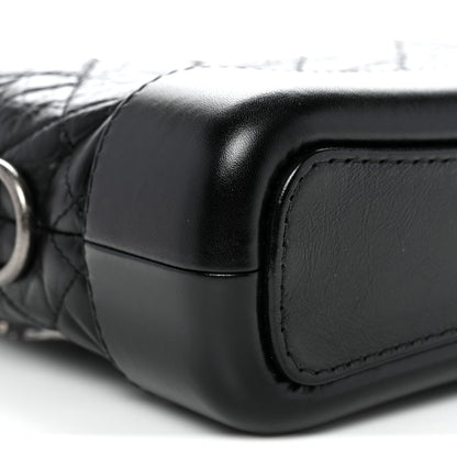 Aged Calfskin Quilted Small Gabrielle Hobo Black