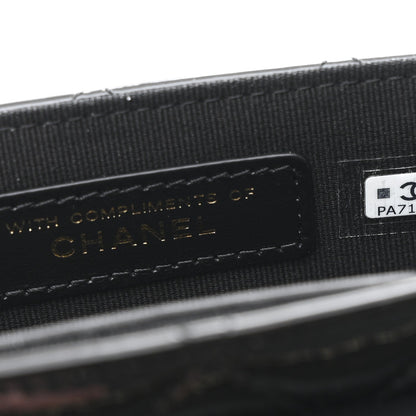 Patent Calfskin Quilted Mini Clutch Black