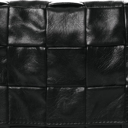 Paper Calfskin Maxi Intrecciato Small Cassette Crossbody Bag Black
