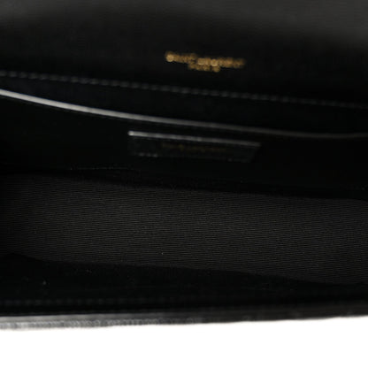 Grain De Poudre Textured Mixed Matelasse Triquilt Medium Monogram Satchel Black