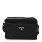 Re-Nylon Vela Saffiano Pocket Double Zip Shoulder Bag Black