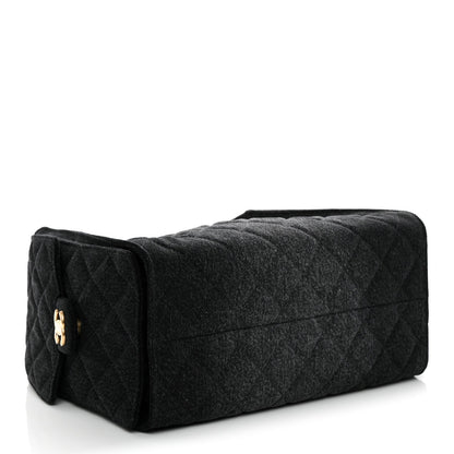 Washed Denim Quilted Small Chanel 25 Handbag Black