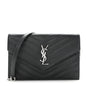 Grain De Poudre Matelasse Chevron Monogram Envelope Chain Wallet Black