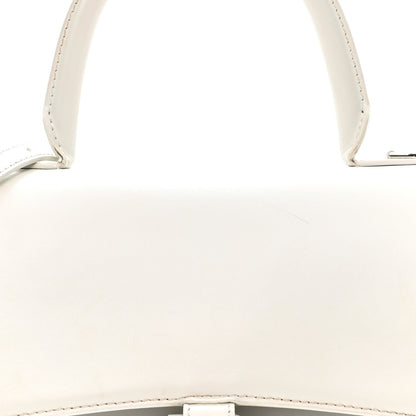Shiny Box Calfskin Tonal B Hourglass Stretch Top Handle Bag White