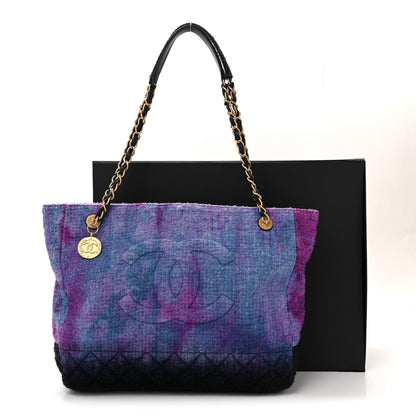 Wool Tweed CC Tote Purple Black Blue