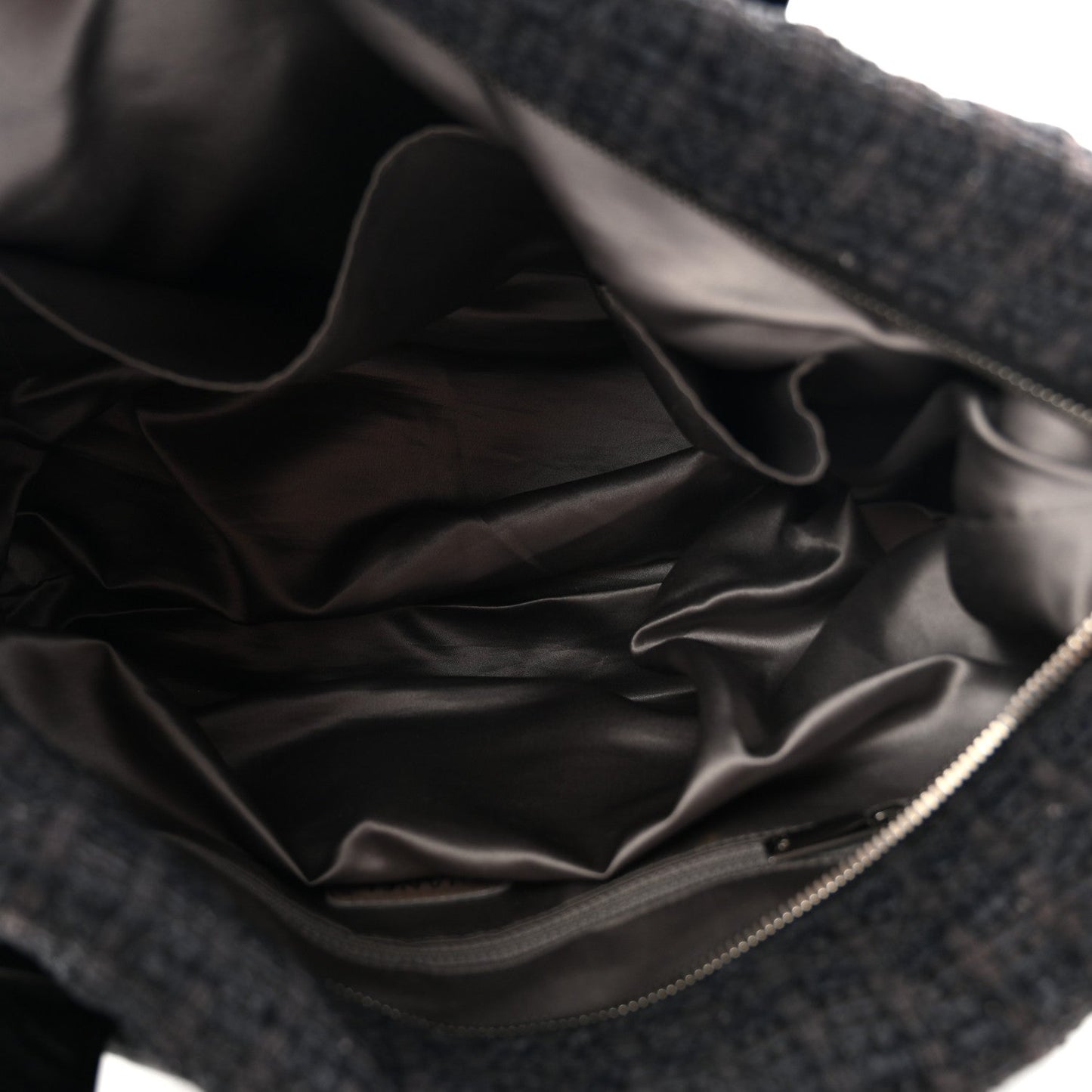 Glazed Calfskin Quilted Tweed Portobello Tote Black