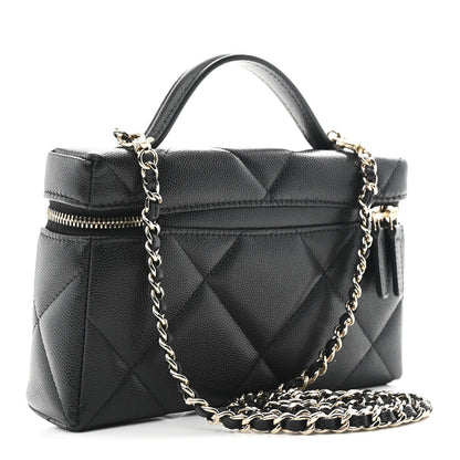Caviar Quilted Top Handle Slim Vanity With Chain Black