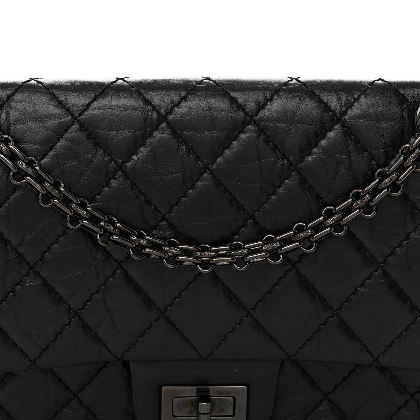 Aged Calfskin Quilted 2.55 Reissue 225 Flap So Black