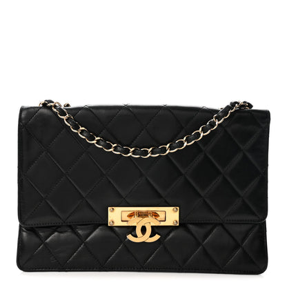 Lambskin Quilted Large Golden Class Flap Black
