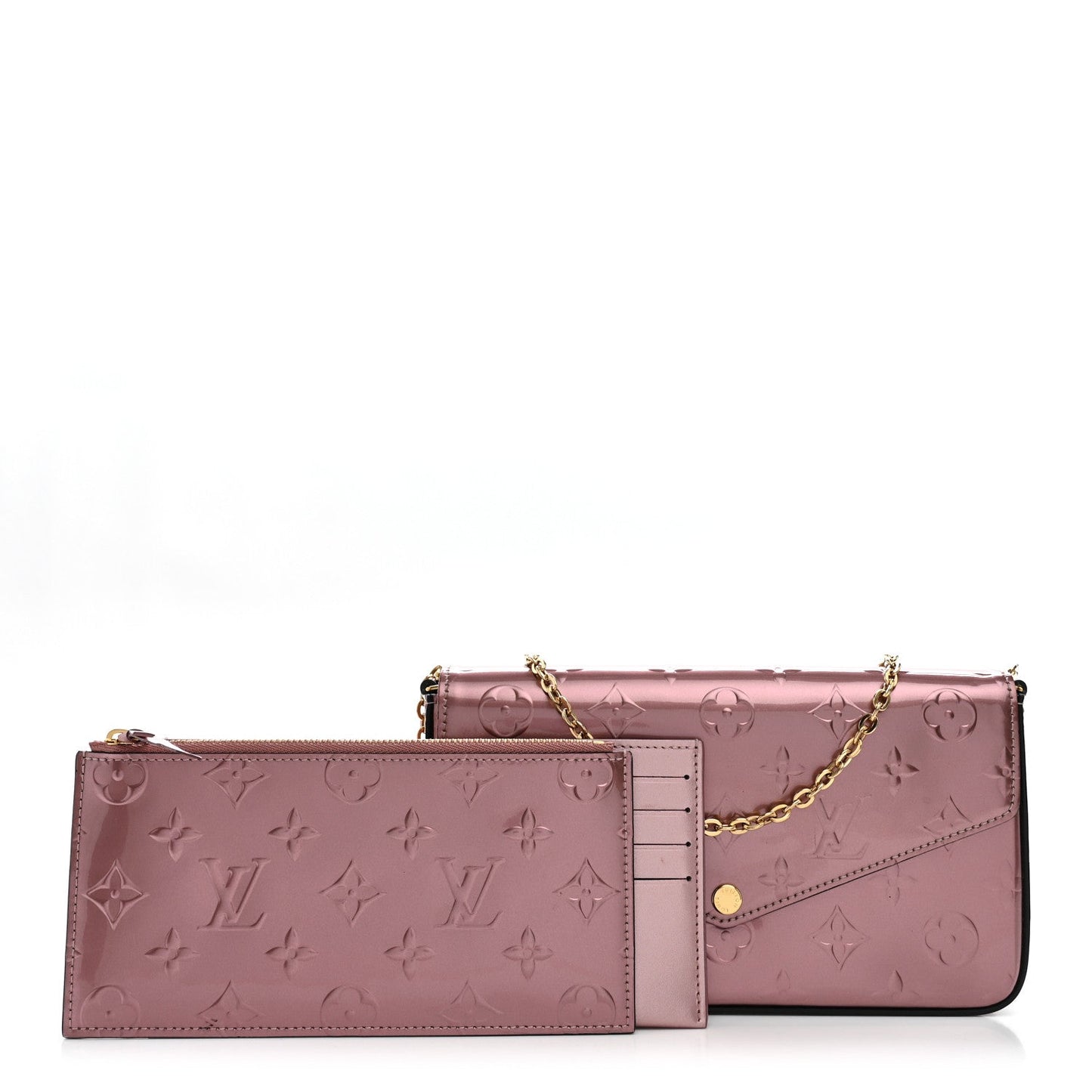 Vernis Pochette Felicie Chain Wallet Metallic Pale Pink