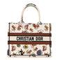 Canvas Embroidered Dragon Zodiac Medium Book Tote White Multicolor