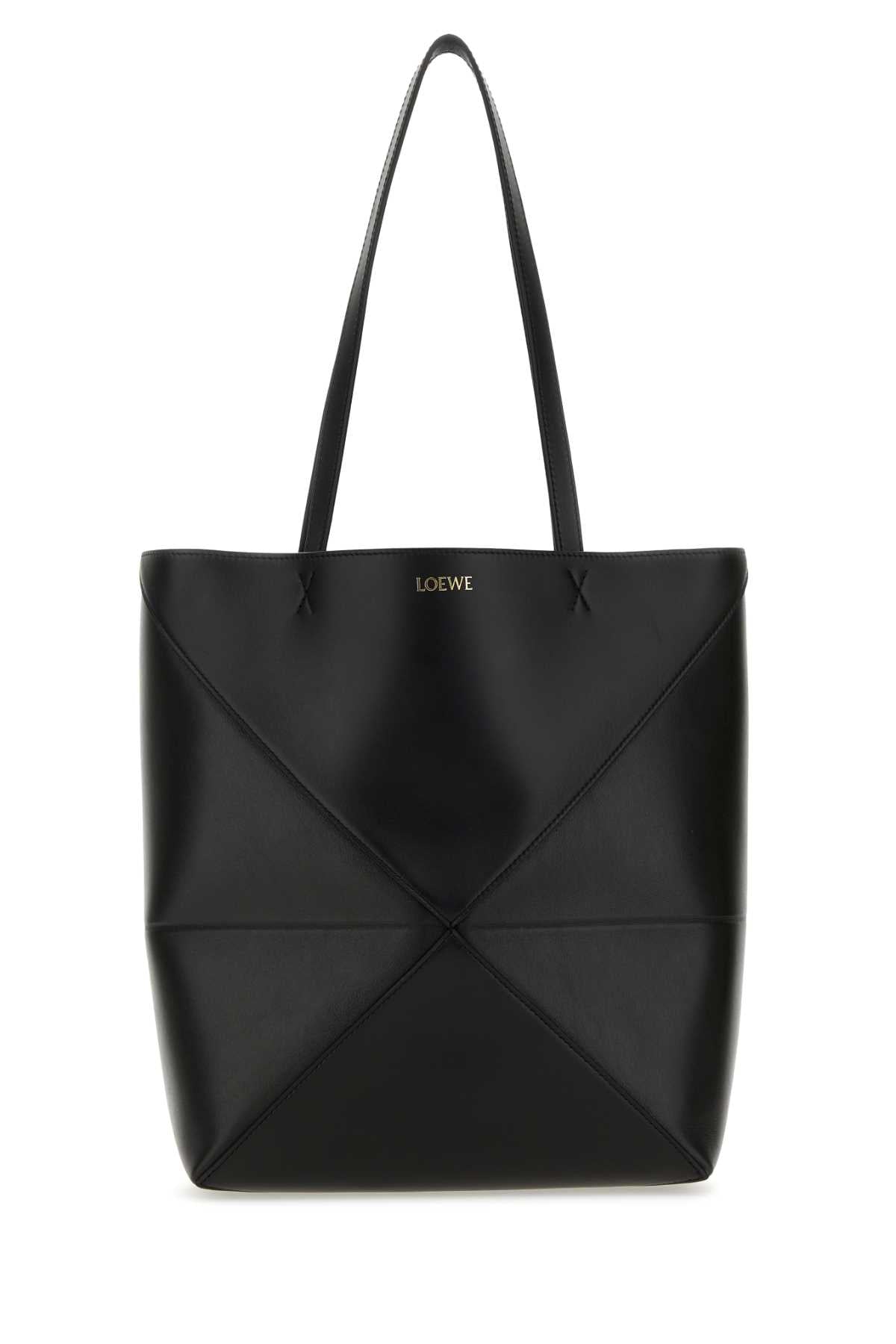 Loewe Women Black Leather Medium Puzzle Fold Shopping Bag