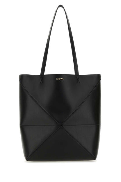Loewe Women Black Leather Medium Puzzle Fold Shopping Bag