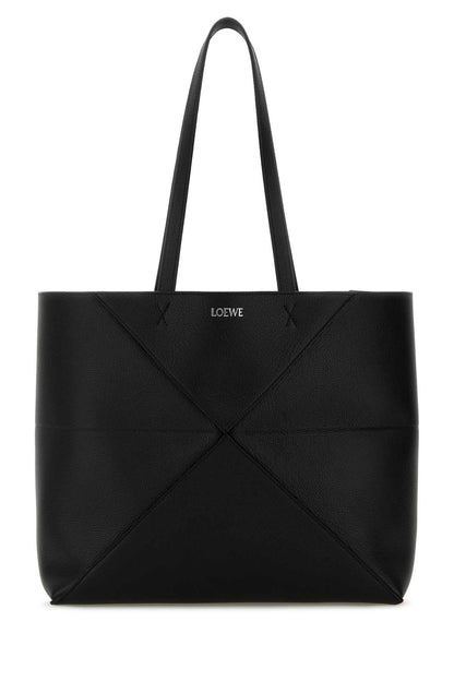 Loewe Women Black Leather Medium Puzzle Fold Shopping Bag