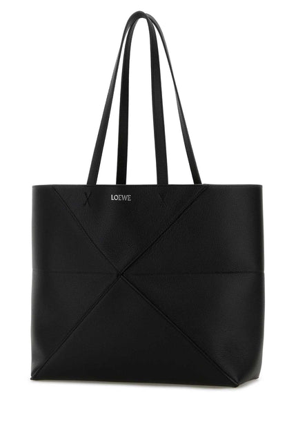 Loewe Women Black Leather Medium Puzzle Fold Shopping Bag