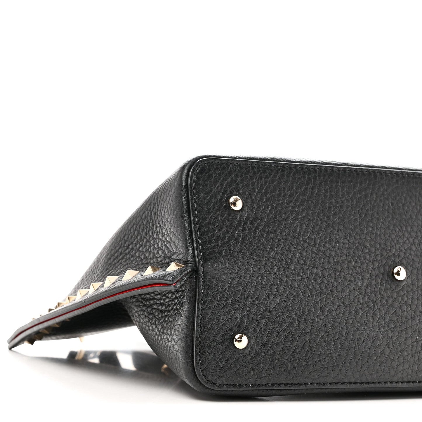 Pebbled Calfskin Small Rockstud Crossbody Tote Black