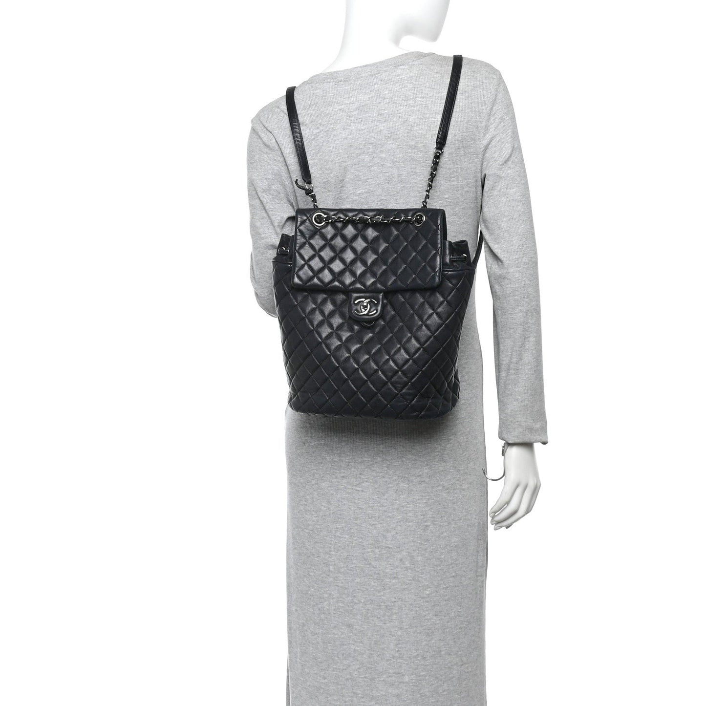 Calfskin Quilted Small Urban Spirit Backpack Black