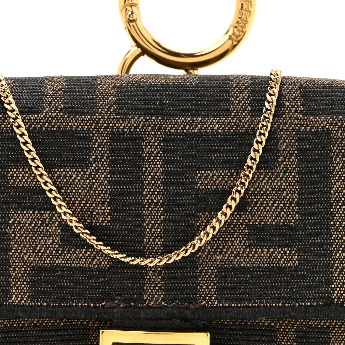 Fabric Jacquard FF 1974 Nano Baguette Charm Tobacco Moro Black